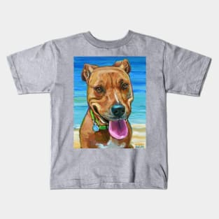 Adorable PITBULL Mix by the beach Kids T-Shirt